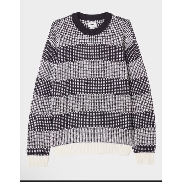 OBEY Men’s Blue Knit Pullover Crewneck Sweater Size Small New - Picture 1 of 5